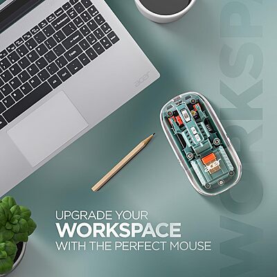 Acer Clearview Transparent Wireless Mouse | Triple Mode, Silent Click, 1600 DPI, USB-C Rechargeable
