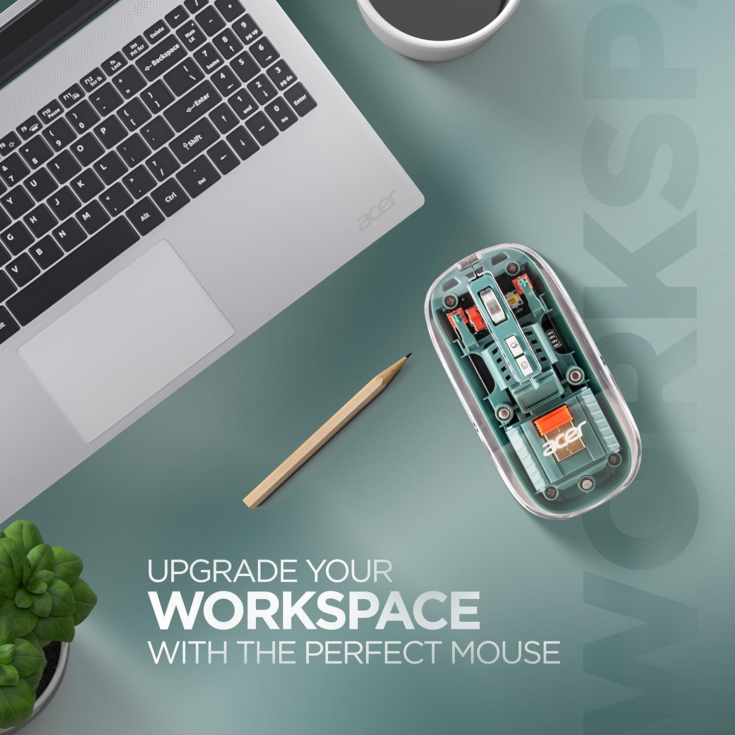 Acer Clearview Transparent Wireless Mouse | Triple Mode, Silent Click, 1600 DPI, USB-C Rechargeable