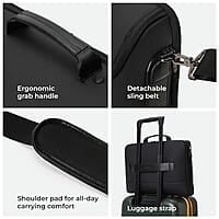 MOKOBARA The Transit Briefcase Vegan Leather & Nylon 15L Laptop Crossbody Messenger Bag for Men & Women