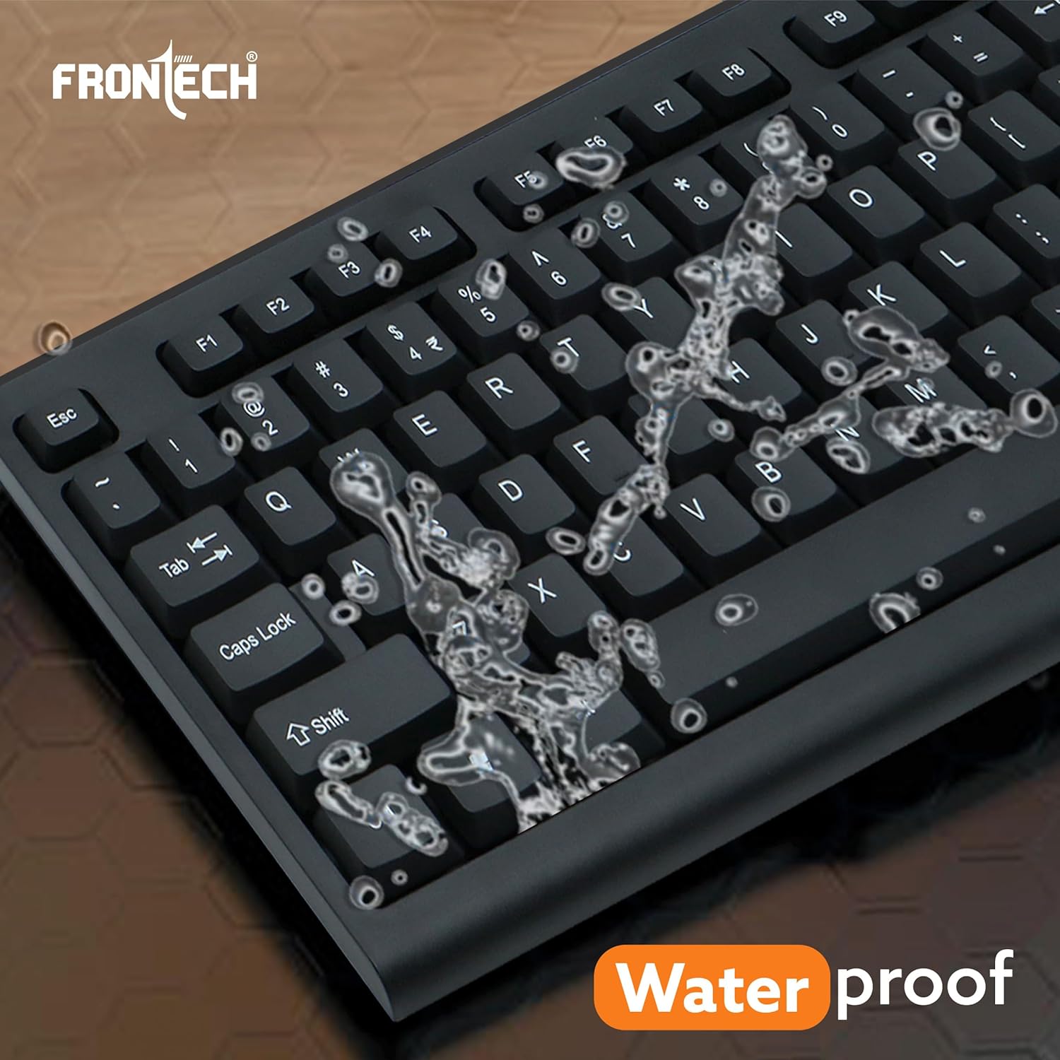 Frontech KB-0030 – Wired USB keyboard with quiet keys, ergonomic design, and durable build for comfortable typing and daily use.