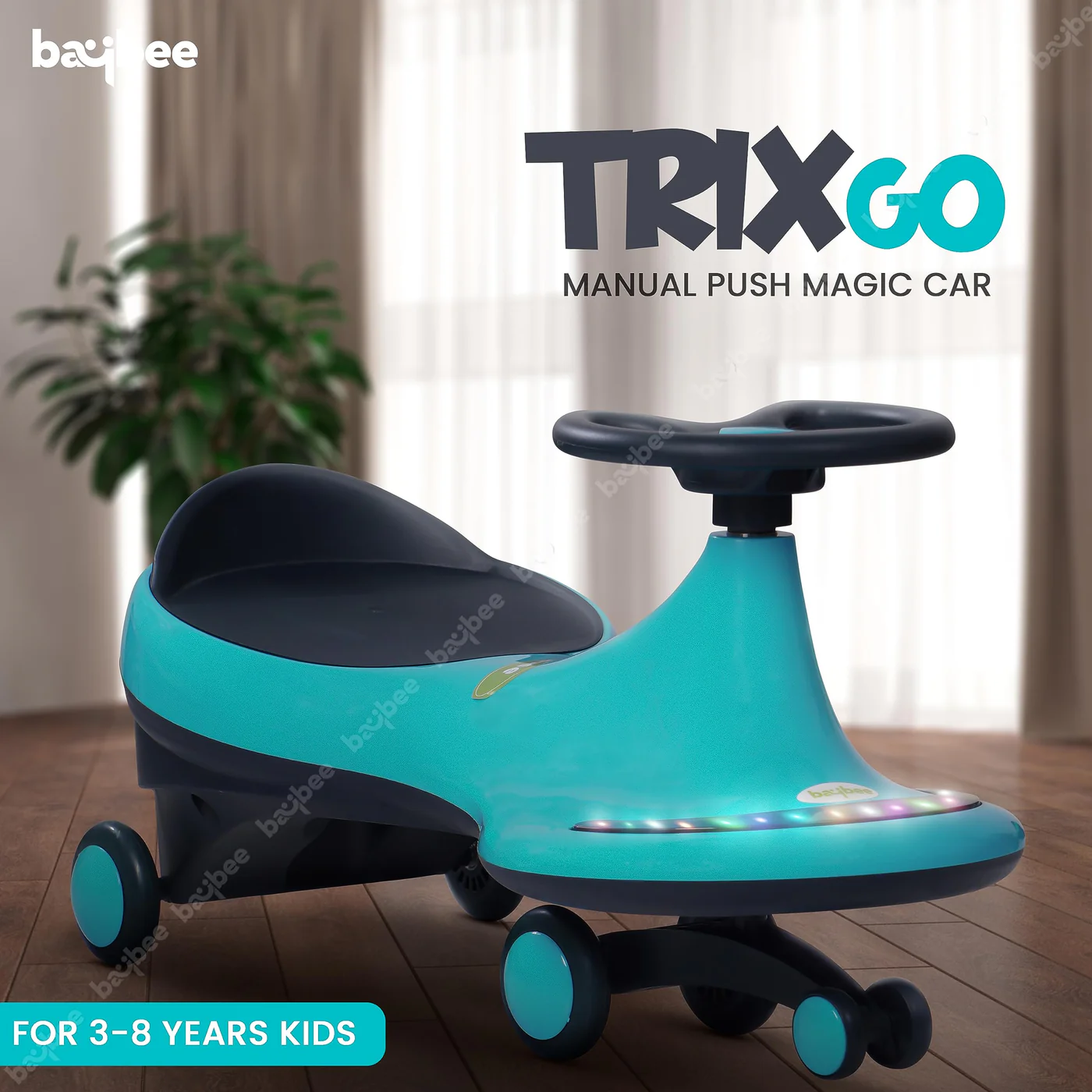 Baybee Trix Go Kids Magic Swing Cars for Kids-Green Baybee Trix Go Kids Magic Swing Cars for Kids-Green