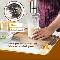 AGARO Grand 1000 Watts Hand Blender With Chopper, Jar & Whisker, 2 Variable Speed Modes & Speed Regulator, Stainless Steel Blades(Black), 400mmx60mm