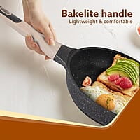 AGARO Imperial Granite Non Stick Frypan with Glass Lid, 3L / 28cm, Cast Aluminium Body