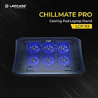 Lapcare Chillmate Pro LCP113 Laptop Cooling Pad – USB Powered | 6 High-Speed Fans | 5 Adjustable Height Levels | Dual USB 2.0 Ports | Advanced Heat Dissipation | Black