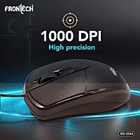 Frontech MS-0044 – Wired optical mouse with 1000 DPI, ergonomic design, and smooth tracking for accurate and comfortable daily use.