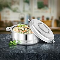 TWIN BIRDS Helio Stainless Steel Casserole for Roti | Steel Tiffin Box | Insulated Casserole 1000ml | Hotpot Roti Box with Steel Lid | Stainless Steel Serving Dish