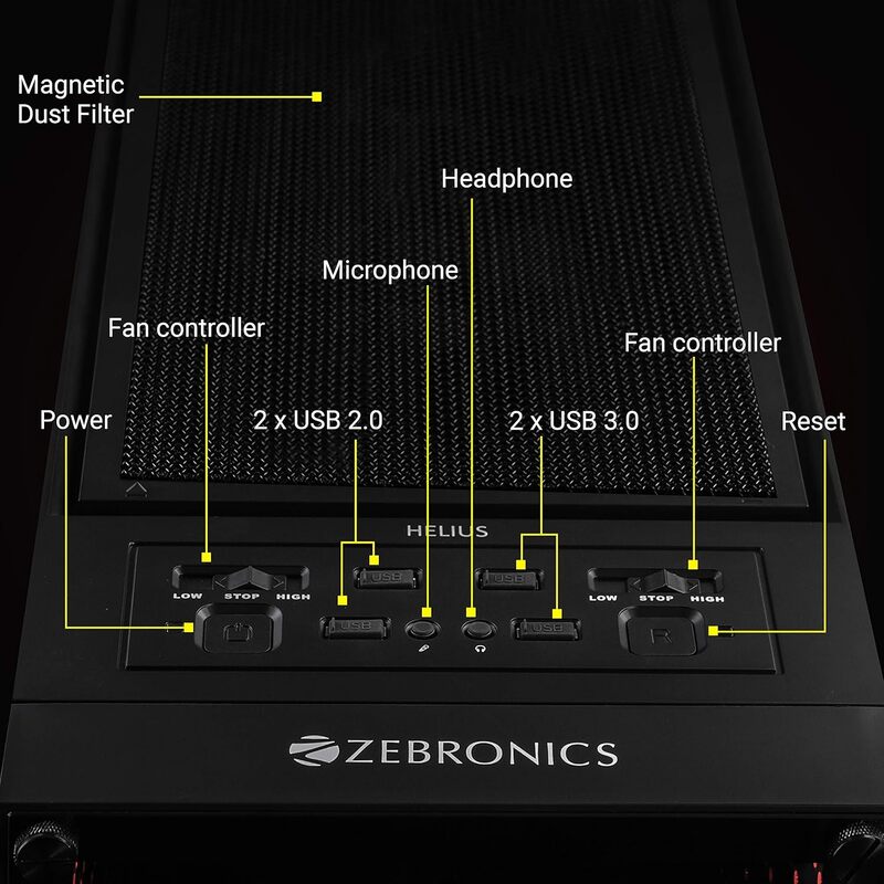 Zebronics Helius Pro RGB Mid-Tower Gaming Case