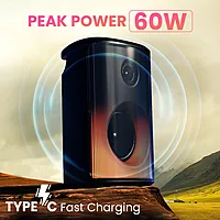 Portronics Dash 8 – 60W Bluetooth Party Speaker | Bass Boost, TWS, Wired Mic, LED Display & USB/AUX Inputs for Parties & Karaoke