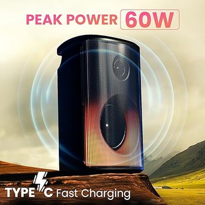 Portronics Dash 8 60W Bluetooth Party Speaker with Bass Boost Technology Portronics Dash 8 60W Bluetooth Party Speaker with Bass Boost Technology