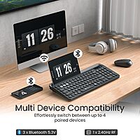 Portronics Bubble 3.0 Bluetooth + Wireless Keyboard – Grey & Black | Numeric Keys |  1 Year Warranty