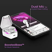 Ambrane True Wireless Gaming in Ear Earbuds, 56ms Ultra-Low Latency, Lag-Free Audio, 18 Hours Long Playtime, Instant Pairing with Bluetooth V5.0, Boosted Bass, IPX4