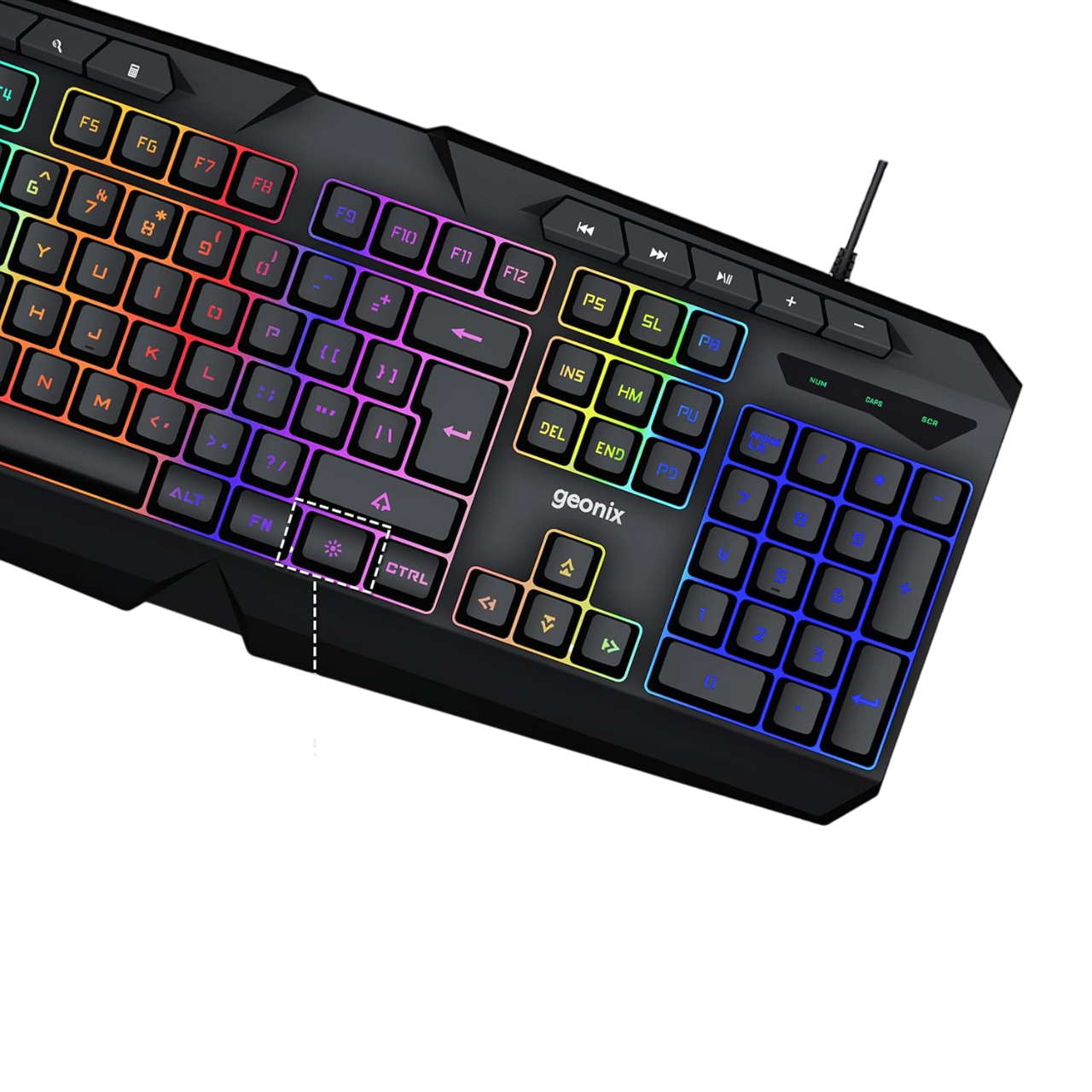 ​Geonix Cruiser Gaming Keyboard, Dedicated Multimedia Keys, Noiseless Keys, Black, K3
