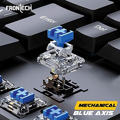 Frontech KB-0014 Wired Gaming Keyboard – Mechanical Keys | Multicolor RGB Backlight | Ergonomic Design with Retractable Stands | USB Plug & Play | 1 Year Warranty