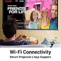 ZEBRONICS PIXAPLAY 53, Smart Vertical Projector, 3500 Lumens, 4K Support, 120 Inch Screen Size, Auto Focus, Auto Keystone, Bluetooth, HDMI, USB, WiFi, 1080p Support, APP Support, Miracast