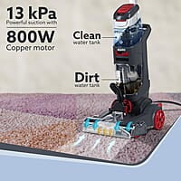 AGARO Elite Upright Wet & Dry Carpet Cleaner, 800W, 13.5 kPa Suction Pressure, 2 in 1 Handheld Carpet Spot Cleaner Machine