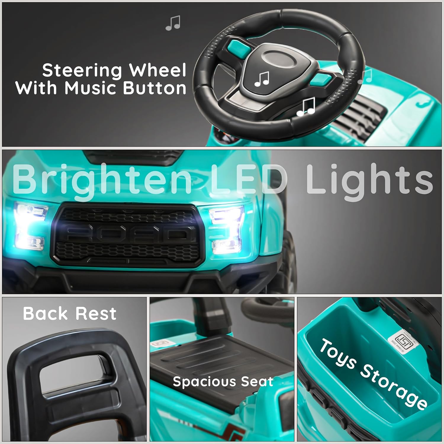 Baybee Push Ride on Baby Jeep for Kids Toys with LED Light & Storage Bin-Green Baybee Push Ride on Baby Jeep for Kids Toys with LED Light & Storage Bin-Green