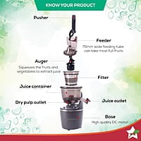 Wonderchef Regalia Full Fruit Cold Press Slow Juicer 55 Rpm Slow Juicer  240 Watts Powerful Dc Motor