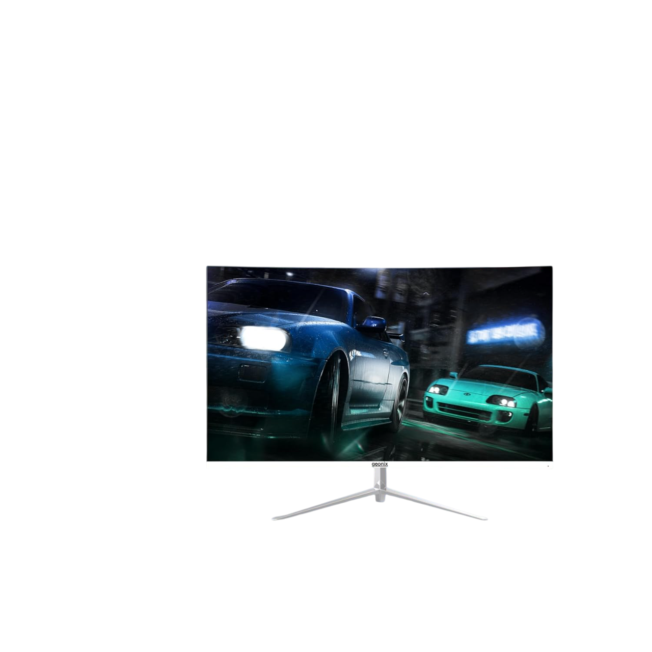 Geonix Neon 27-Inch LED Curved Monitor, 75Hz Refresh Rate,White-GXTF-WVHDF27W