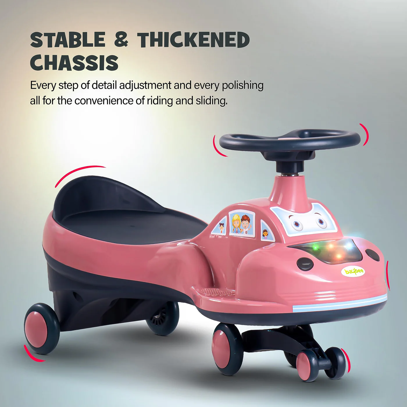 Baybee Flare Kids Ride on Magic Swing Cars with Flashing LED Lights Music & PP Wheels- Dark Pink Baybee Flare Kids Ride on Magic Swing Cars with Flashing LED Lights Music & PP Wheels- Dark Pink