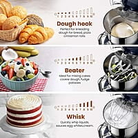 AGARO Elegant Stand Mixer, 1400W with 5.5L SS Bowl, 10 Speed Settings, Pulse Function, 100% Copper Motor