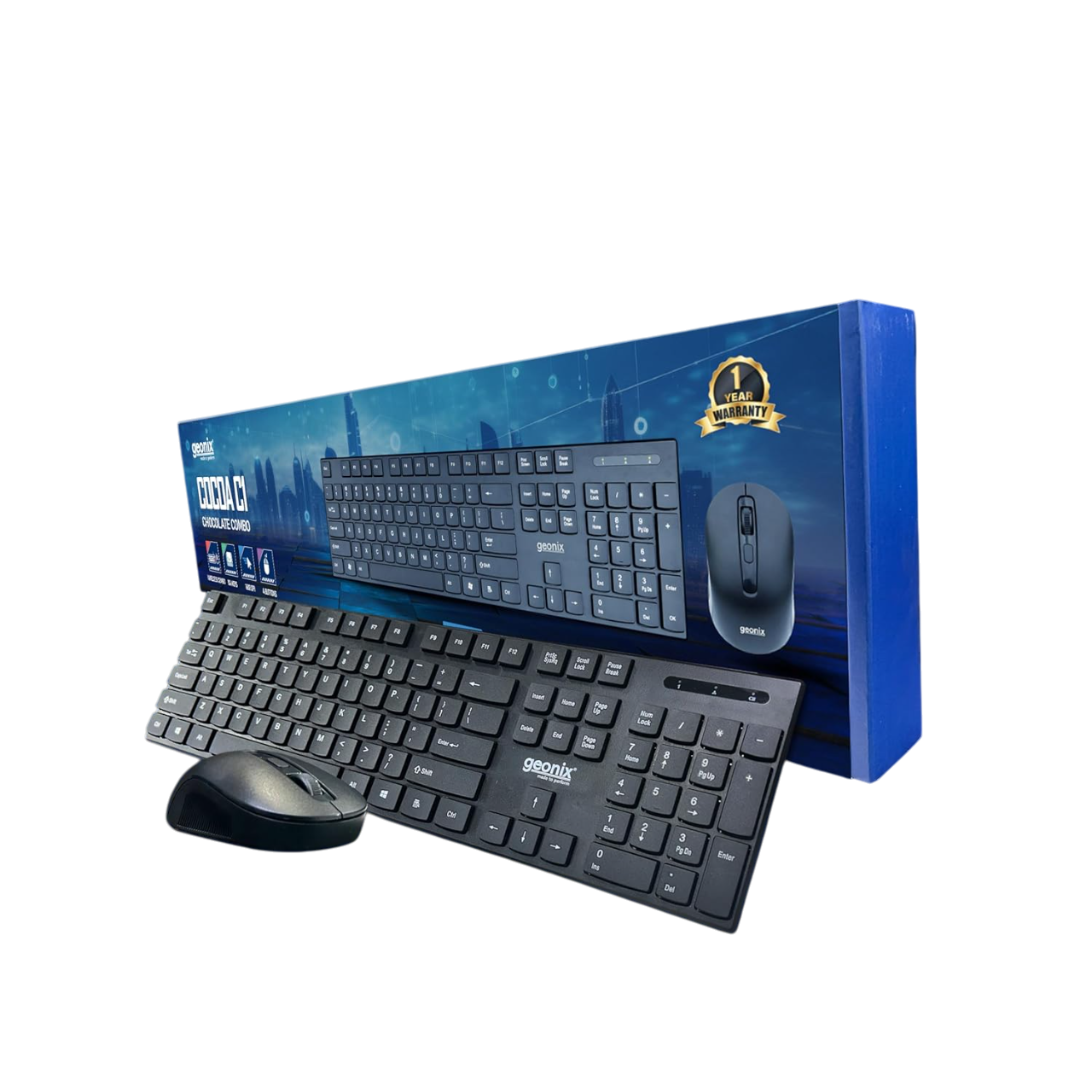 Geonix Cocoa C1 Wireless Keyboard and Mouse Combo, 800-1600 DPI, 104 Keys, GXWBK-01