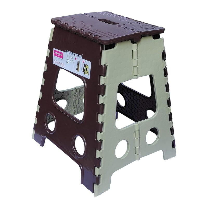 Varmora 18 Inches Super Strong Folding Step Stool Brown