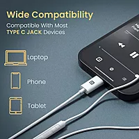 Portronics Conch Kappa C – Type-C Earphones with Mic, sleek design, superior sound quality, comfortable fit, perfect for music and calls, compatible with Type-C devices, color: White.