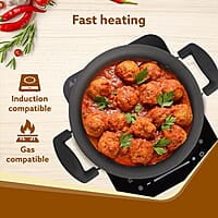 AGARO Aluminium Non-Stick Elite Hard Anodized Handi, 3.5 Litres, Riveted Handle, 4 Mm Thick Plate