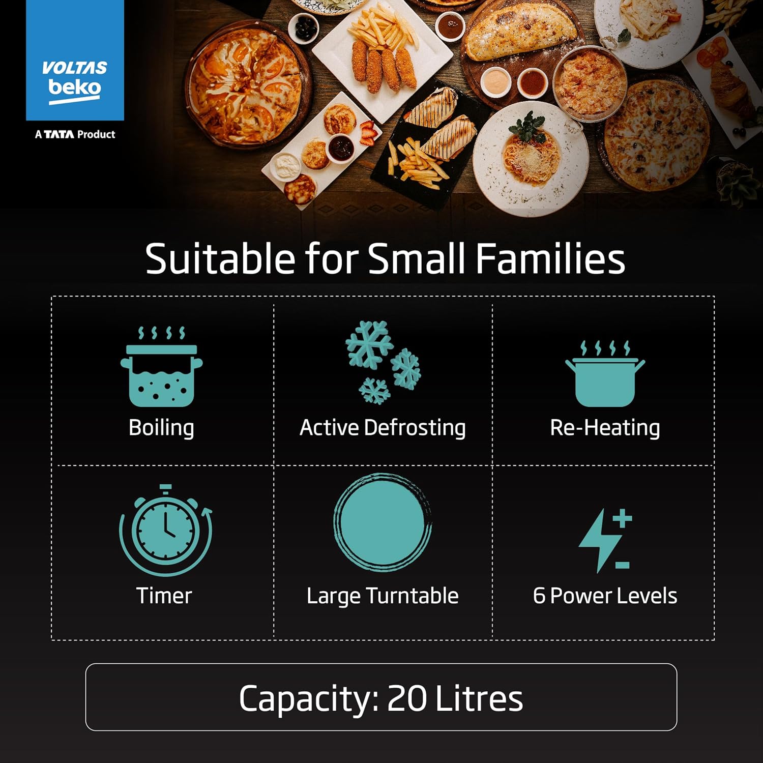 Voltas Beko, A Tata Product 20L, 700W smart solo Microwave oven