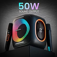 Portronics Dash 10 50W Speaker with Dual Karaoke Mics – Powerful Sound, Party-Ready | Perfect for Events, Music & Home Entertainment