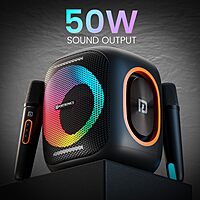 Portronics Dash 10 POR 2342 Bluetooth Speaker – 50W | Dual Karaoke Mics | RGB | Black