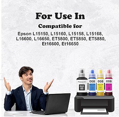 008 Ink for Epson L6460, L6490, L15150, L15160, L15180, L6570, L6580, M15140, M15180 (Black)