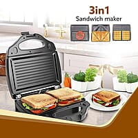 AGARO Regal 750 Watts 3-In-1 Sandwich Maker