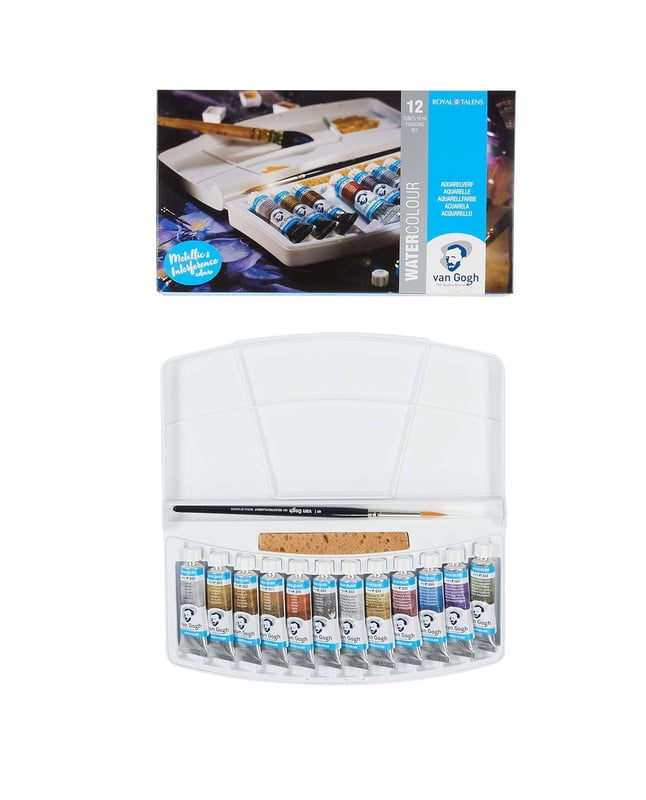 ROYAL TALENS VAN GOGH 10ML WATERCOLOR TUBE SET, PLASTIC TRAVEL SET, 12 SPECIALTY COLORS ROYAL TALENS VAN GOGH 10ML WATERCOLOR TUBE SET, PLASTIC TRAVEL SET, 12 SPECIALTY COLORS