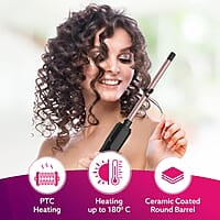 AGARO Round Chopstick Curler, With 10 MM Barrel, Rod, Tong, Chopstick Round Hair Curler, Ceramic Coated Plates