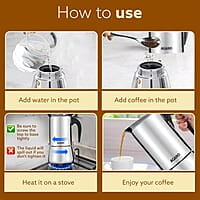AGARO Royal Moka Pot, Stovetop & Induction Cooktop Classic Espresso & Coffee Maker, 200 Ml
