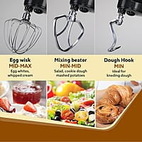 AGARO Royal Stand Mixer 1000W with 5L SS Bowl and 8 Speed Setting I Includes Whisking Cone, Mixing Beater & Dough Hook, and Splash Guard