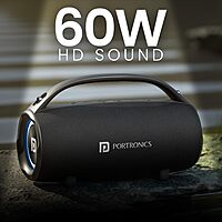 Portronics Thunder 2.0 POR 2338 Bluetooth Speaker – 60W | TWS | Handsfree Calling | Black