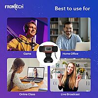 Frontech E-CAM FT-2255 webcam with HD resolution, built-in mic, and plug & play USB—ideal for video calls, streaming, and remote work.