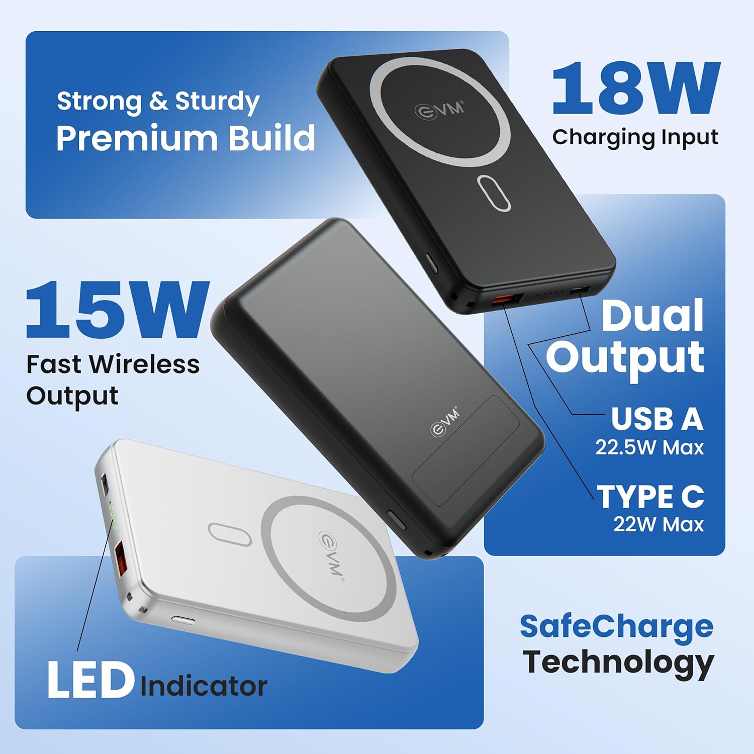EVM P0301 EnMag Ace Power Bank 10,000mAh - Black