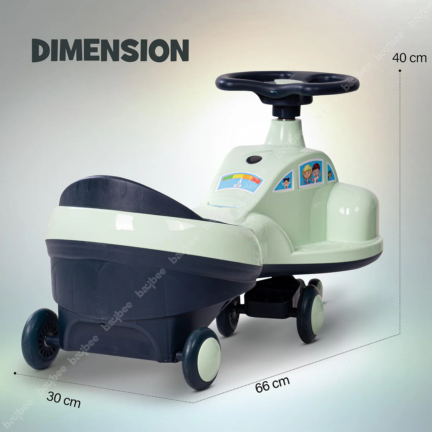 BAYBEE Baybee Flare Kids Ride on Magic Swing Cars with Flashing LED Lights Music & PP Wheels - Green BAYBEE Baybee Flare Kids Ride on Magic Swing Cars with Flashing LED Lights Music & PP Wheels - Green