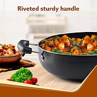 AGARO Elegant Non Stick Kadai with Glass Lid, 2.5L Capacity, 24 cm Diameter, Induction & Gas Oven