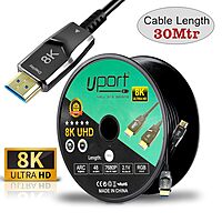 Uport 8K HDMI 2.1 Cable 30m – Fiber Optic UHD, supports 8K@60Hz, 4K@120Hz, HDR, and eARC. Ideal for gaming and home theater setups. Durable, lightweight, and flexible design for easy installation.
