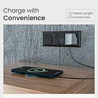 Ambrane Aero-Sync 15 Watt Fast Charging Wireless Pad, Compatible with Wireless Charging Enabled Devices, Smartphones