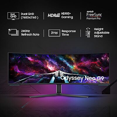 Samsung, 1.45m Gaming Monitor, Dual UHD, 240Hz, Odyssey Neo G9 Samsung, 1.45m Gaming Monitor, Dual UHD, 240Hz, Odyssey Neo G9