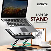 Frontech CP-0009 laptop stand offers ergonomic comfort, foldable design, and sturdy build for better posture and cooling.