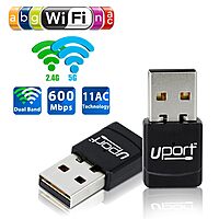 uPort Dual Band WiFi Adapter – Enjoy lightning-fast 600Mbps speed with this compact adapter. Perfect for streaming, gaming, and browsing. Easy setup and compatible with various devices.
