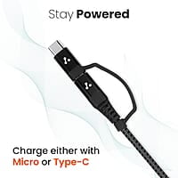 Ambrane 2 in 1 Type-C & Micro USB Cable with 3A Fast Charging Mobile Cable, 480 mbps Data Sync