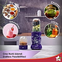 Wonderchef Nutri-blend Mixer, Grinder & Blender 400 Watt 22000 RPM 2 Unbreakable Jars Purple