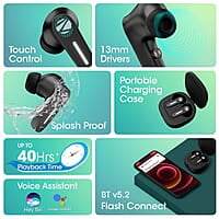 Zebronics Sound Bomb 7 Bluetooth TWS in Ear Earbuds with 40H Playtime, ENC Mic, Rapid Charge, Upto 50ms Gaming Mode, Flash Connect, Voice assistant, Smooth Touch Control, BT v5.2, Type C